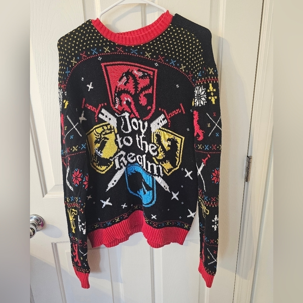 HBO Game Of Thrones Ugly Christmas Sweater Westeros "Joy To The Realm" Size XL